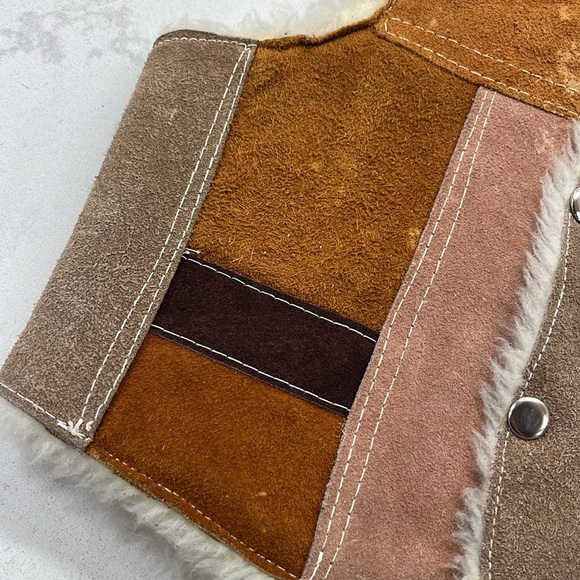 Vintage Toddler Leather Sherpa Vest Made in Mexico - Picture 2 of 7